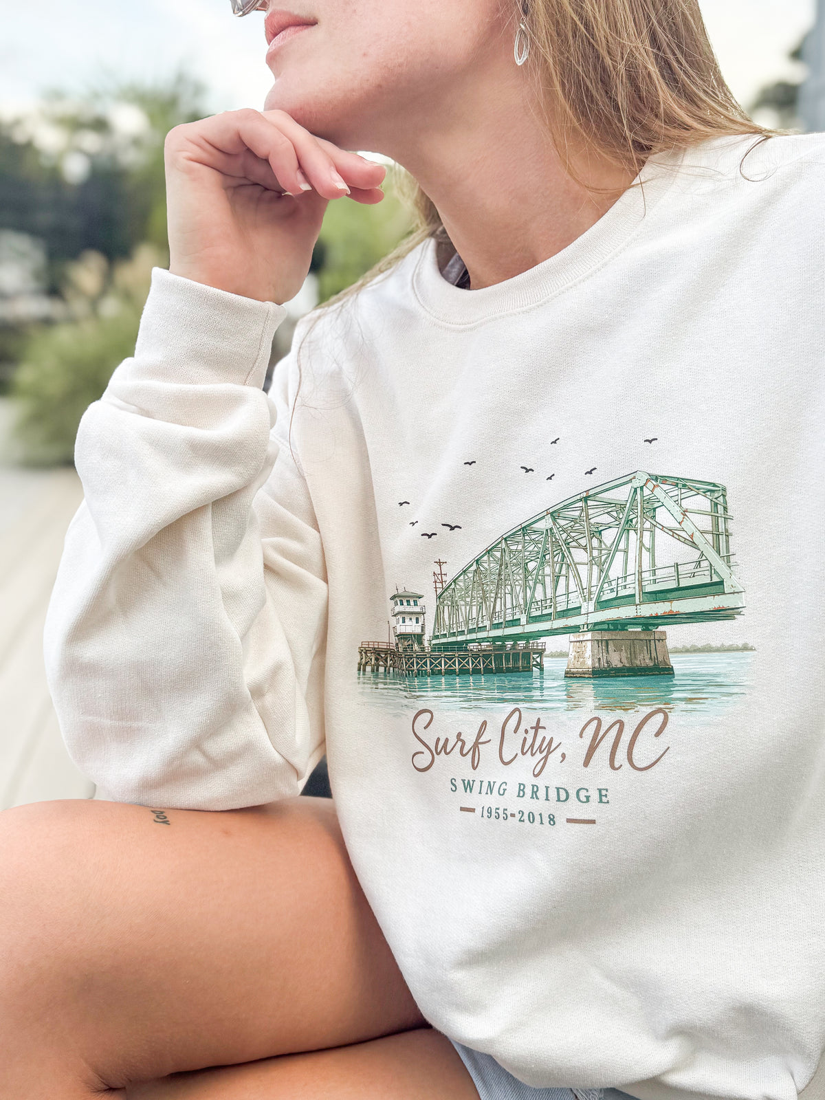 Surf City Swing Bridge Crew Neck